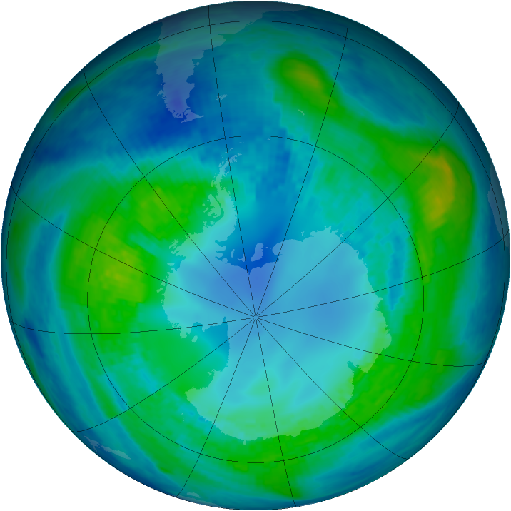 Antarctic ozone map for 24 April 2004
